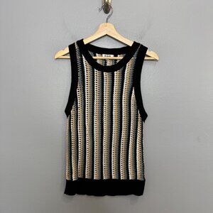 525 AMERICA krista stripe open stitch crochet sleeveless sweater size M